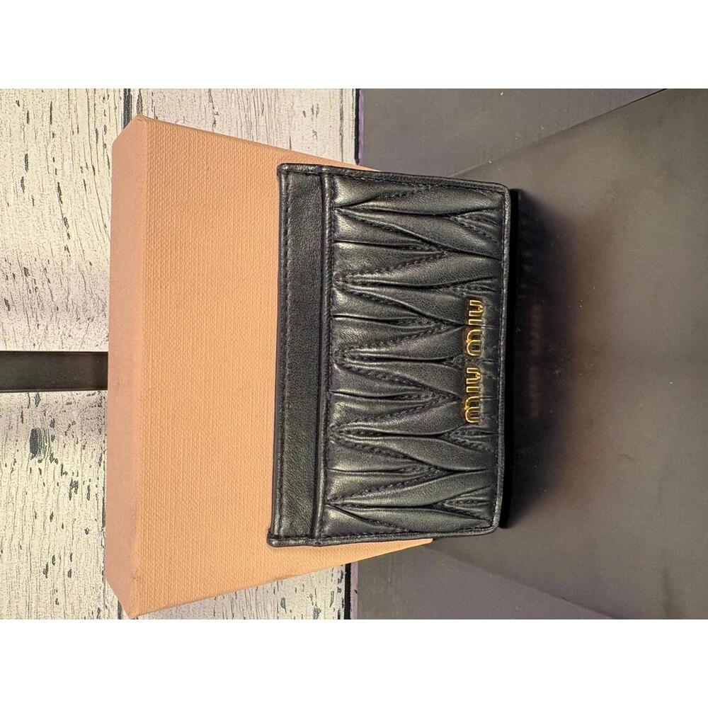 Miu Miu Black Leather Quilted Cardholder- Excellent Condition Box Included